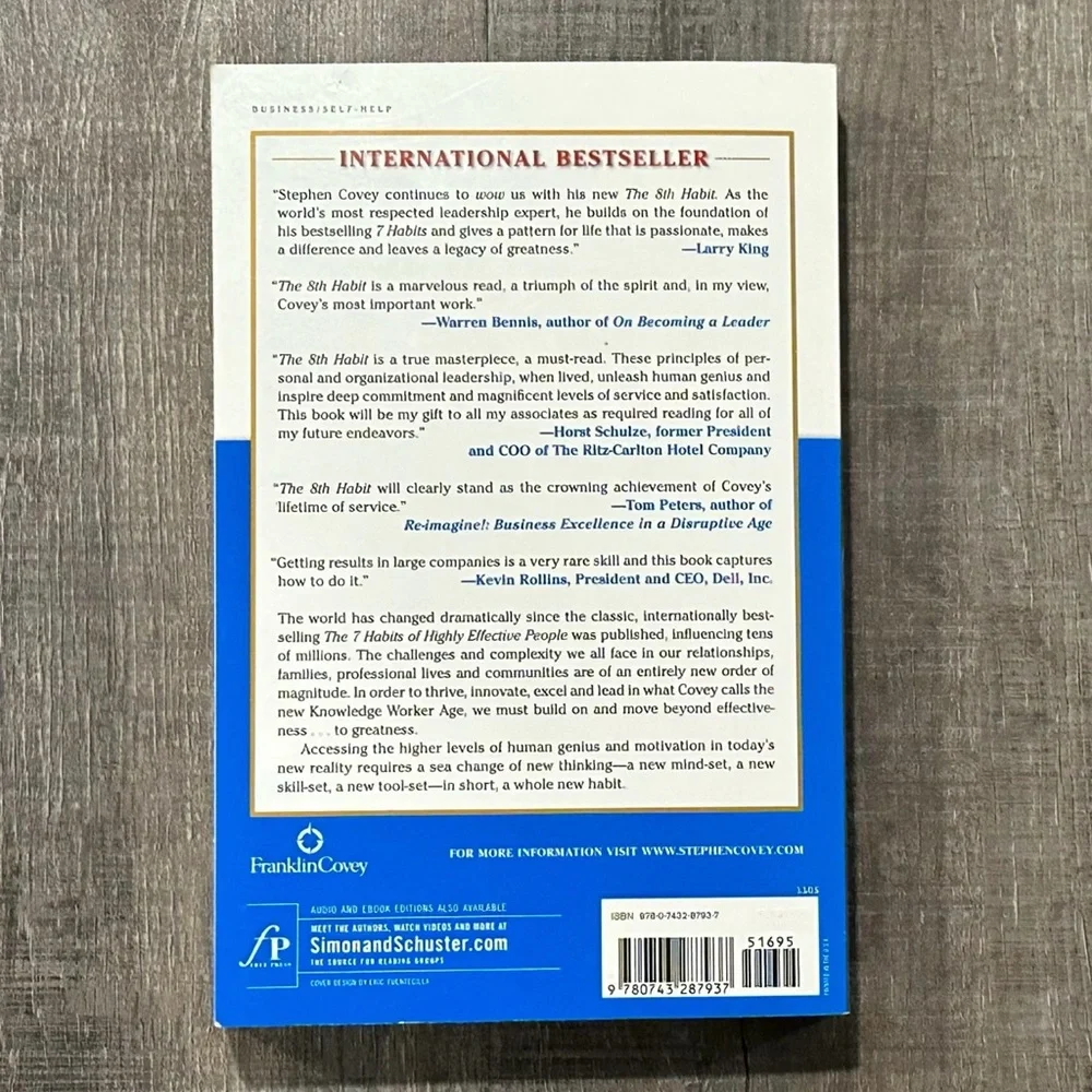 New Stephen R. Covey’s The 8th Habit From Effectiveness To Greatness Book